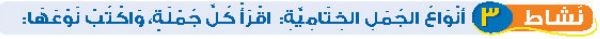 نشاط 3 أنواع الجمل الختامية اقرأ كل جملة، واكتب نوعها